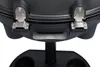 A close-up view of the hinges and handle of a black grill. Produktbild-Vorschau