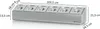 A stainless steel food warmer with six compartments, showing dimensions. The product is displayed at an angle against a white background. Produktbild-Vorschau