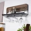 Porte-verres et tasses avec étagère en métal noir Voir les images du produit 2