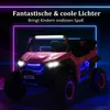 A pink ride-on toy car with lights, presented in a dark setting with neon lighting. Produktbild-Vorschau