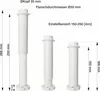 Three adjustable furniture legs of different heights are shown on a white background with measurement annotations. Náhled obrázku produktu