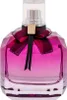A perfume bottle with a pink gradient and a black and burgundy ribbon. Voir les images du produit