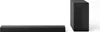 A black soundbar and subwoofer are displayed against a white background. Voir les images du produit