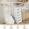 A white rolling cart with drawers is placed next to a toilet and a bathroom vanity. Náhled obrázku produktu