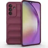 A burgundy phone case is shown next to a smartphone. Produktbild-Vorschau
