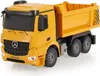 A yellow Mercedes-Benz dump truck toy is shown from a slight angle against a white background. Anteprima dell’immagine prodotto