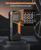 A close-up marketing image of an electric air pump, with a magnified view of its digital display showing tire pressure readings. Produktbild-Vorschau