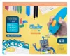 A 3D printing pen set for children, featuring the pen, filament strands, and a robot model created with the pen. Podgląd zdjęcia produktu