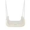 A cream-colored baby swing seat with white ropes, isolated on a white background. Anteprima dell’immagine prodotto