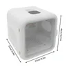 A white pet dryer with dimensions indicated by measurement lines. Náhled obrázku produktu