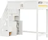 A white loft bed with stairs and storage. Náhled obrázku produktu