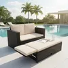 Sofa ogrodowa z podnóżkiem i zestawem mebli ogrodowych z Podgląd zdjęcia produktu 1