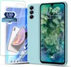 A light blue phone case and screen protector are displayed. Produktbild-Vorschau
