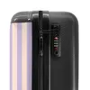 Close-up of a suitcase with a TSA lock and striped pattern. Produktbild-Vorschau
