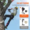 A person is climbing a tree using climbing spikes, with marketing text and product comparison images. Anteprima dell’immagine prodotto