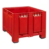 Palettenbox mit Deckel 680l 1200x1000x790 mm Rot - 4 Füsse Produktbild-Vorschau 3
