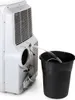 A portable air conditioner is shown draining water into a black bucket via a clear hose. Náhled obrázku produktu
