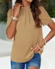 ASKSA Damen Chiffon Blusen Stehkragen Elegant Falten Produktbild-Vorschau 3