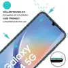 Close-up of a smartphone screen protector being applied to a Samsung Galaxy A34 5G phone. Produktbild-Vorschau