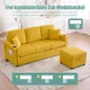 Modułowa sofa narożna w kolorze musztardowym, obita Podgląd zdjęcia produktu 11