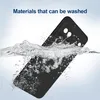 A black phone case is being submerged in water, with text indicating it is made of washable materials. Produktbild-Vorschau