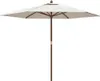 A square patio umbrella with a wooden pole and sand-colored fabric canopy, shown against a white background. Náhľad obrázku produktu