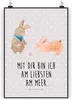 Mr. & Mrs. Panda Bild Hasen Muschel DIN A5 - Grau Pastell - Produktbild-Vorschau 1