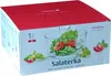 A product box for a glass salad bowl, featuring an image of the bowl filled with salad ingredients. Podgląd zdjęcia produktu