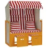 Möbel Strandkorb mit Kissen Poly Rattan und Massivholz Rot Produktbild-Vorschau 4