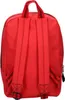 The back view of a red backpack is shown against a white background. Produktbild-Vorschau