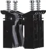 A close-up studio shot of two black electrical junction boxes with silver screws and gray internal components. Náhled obrázku produktu