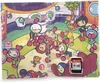 The image shows the inside artwork of a Nintendo Switch game case for Super Bomberman R 2, featuring various Bomberman characters in a colorful, cartoonish environment. A game cartridge is visible in its slot. Produktbild-Vorschau