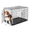 A beagle dog stands next to an open metal dog crate. Anteprima dell’immagine prodotto