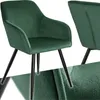 A green velvet armchair with black legs is shown from the front and side. Produktbild-Vorschau