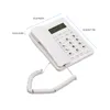 A white corded landline telephone with a digital display and a coiled cord, shown from a slightly elevated angle on a white background. Dimensions are indicated by blue lines and text. Náhľad obrázku produktu
