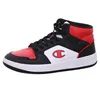 A single Champion Rebound 2.0 Mid sneaker in red, black, and white. Produktbild-Vorschau