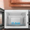 Interior view of an open microwave oven with a glass turntable and a measurement overlay. Náhľad obrázku produktu