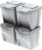 Four stacked white trash cans with gray lids. Náhled obrázku produktu