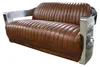 Sofa Vintage 2-Sitzer Ledersofa im Retro Stil Echtleder Produktbild-Vorschau 2