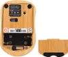 The bottom of a bamboo wireless mouse and its battery cover are shown against a white background. Náhled obrázku produktu
