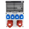 A white electrical distribution box with multiple outlets and circuit breakers. Náhled obrázku produktu