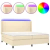 Boxspringbett mit Matratze & LED Creme 200x200 cm Stoff Produktbild-Vorschau 1