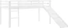 A white loft bed with a ladder and a slide, isolated on a white background. Produktbild-Vorschau