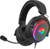 A black gaming headset with RGB lighting is shown against a white background. Produktbild-Vorschau