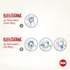 Diagrams showing how to attach a pacifier clip to pacifiers with and without a ring. Produktbild-Vorschau