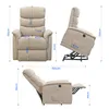 Multiple views of a beige recliner chair with dimensions indicated by measurement lines and text. Anteprima dell’immagine prodotto