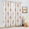 A set of curtains with a rainbow pattern hanging in a room next to a window. Podgląd zdjęcia produktu