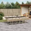 13-tlg. Garten-Essgruppe mit Kissen Beige Poly Rattan Produktbild-Vorschau 2