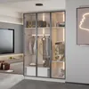 Kleiderschrank - 110x50x160 cm weiß - 3 Glastüren & Produktbild-Vorschau 3
