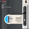 A black door handle is shown on a dark gray background, with text overlays highlighting features and a guarantee. Anteprima dell’immagine prodotto
